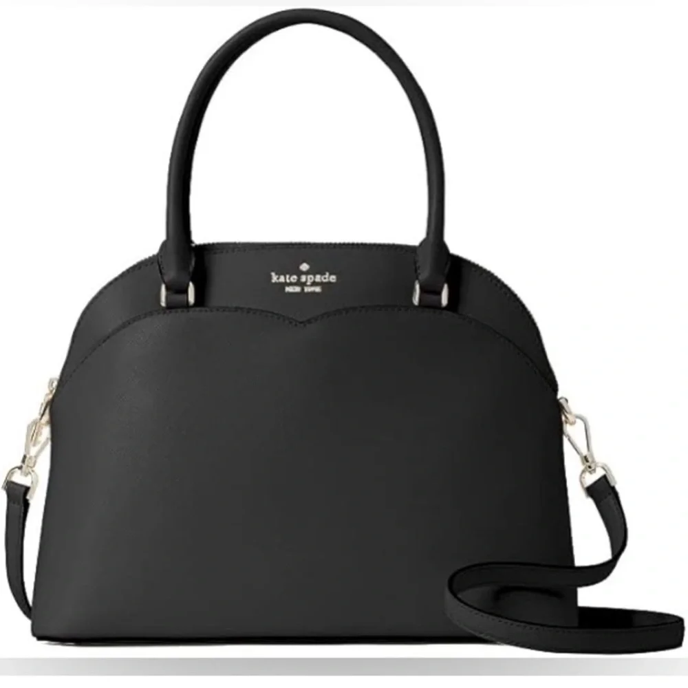 kate spade Black Leather Dome Satchel with Detachable Strap - Picture 1 of 8